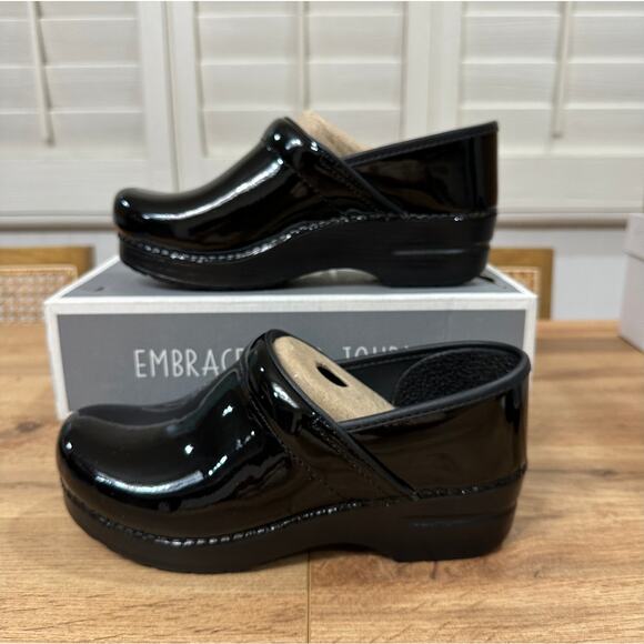 Dansko Professional Patent Clogs Black Leather Size 38 EU 7.5-8 US NIB Nurses - Picture 4 of 15